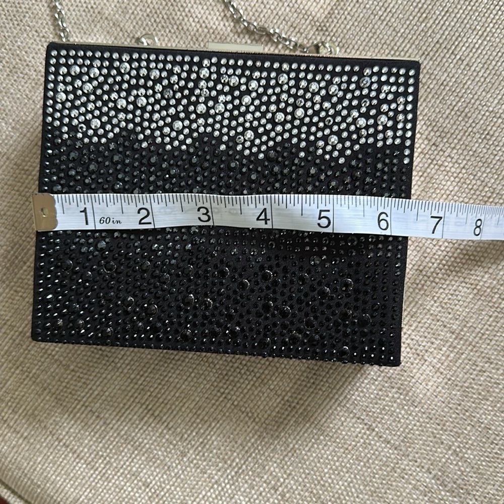 Natasha Couture Evening hard-sided box clutch shoulder Crystal /rhinestone Bling - Picture 4 of 10